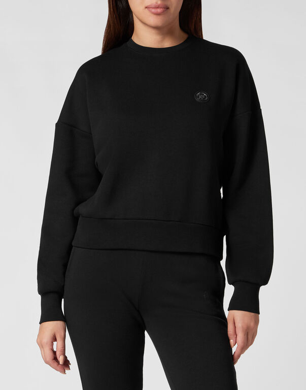 Plein Sport Cropped Sweatshirt LS Glitter Black