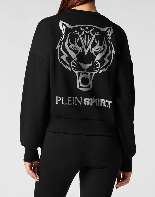 Plein Sport Cropped Sweatshirt LS Glitter Black