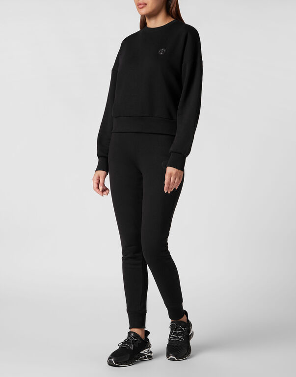 Plein Sport Cropped Sweatshirt LS Glitter Black