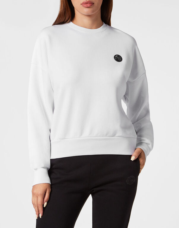 Plein Sport Cropped Sweatshirt LS Glitter White