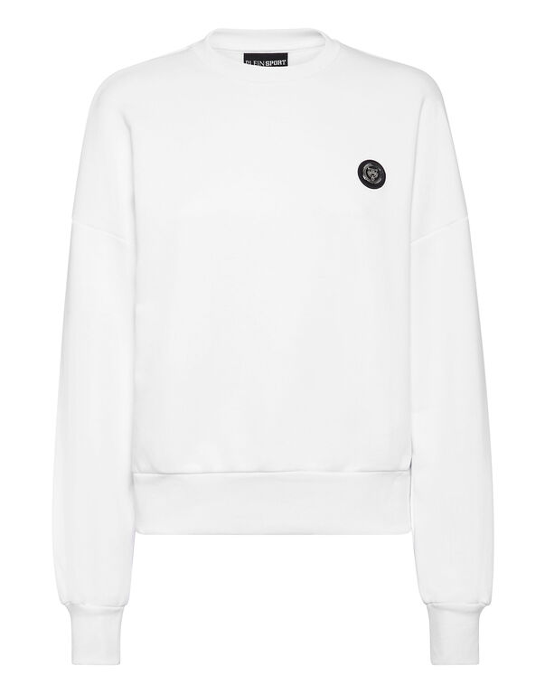 plein sport Cropped Sweatshirt LS Glitter white