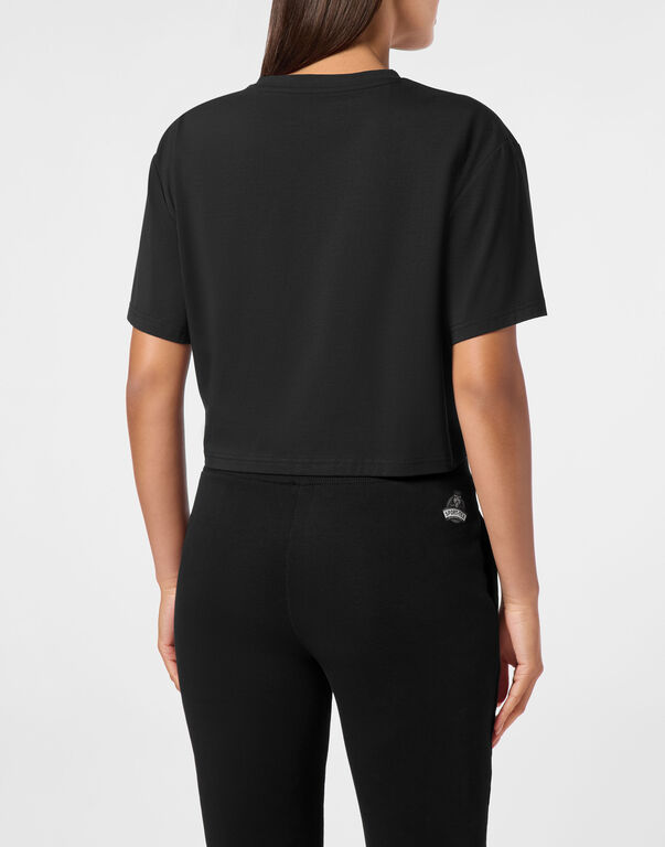 Plein Sport Cropped T-shirt Round Neck SS Black
