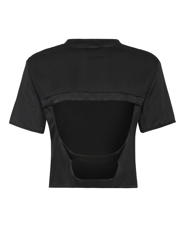 Plein Sport Cropped T-shirt Round Neck SS Black