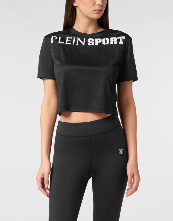 Plein Sport Cropped T-shirt Round Neck SS Black