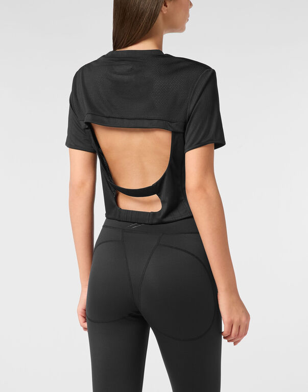 Plein Sport Cropped T-shirt Round Neck SS Black