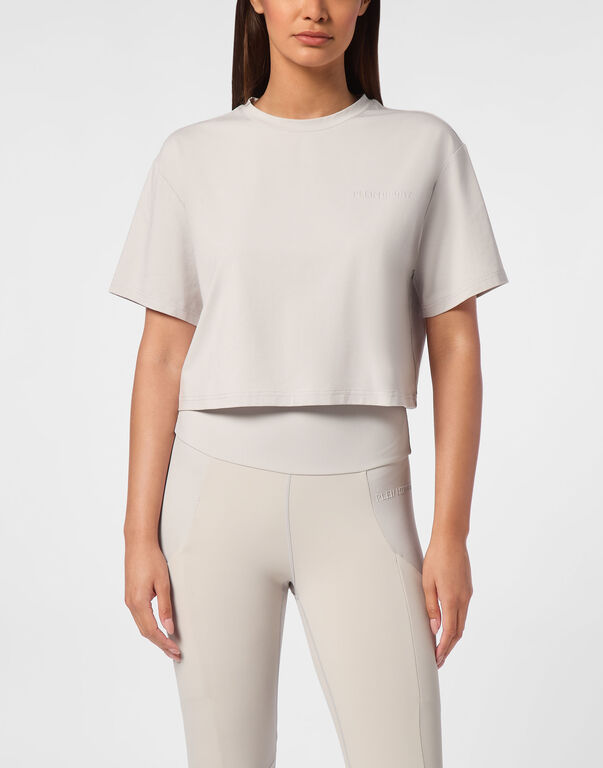 Plein Sport Cropped T-shirt Round Neck SS Grey