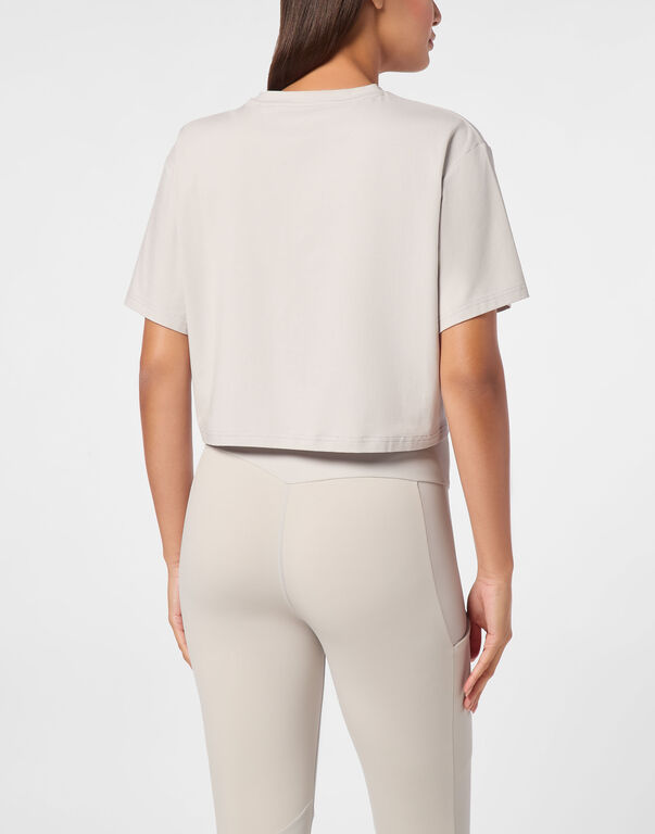 Plein Sport Cropped T-shirt Round Neck SS Grey