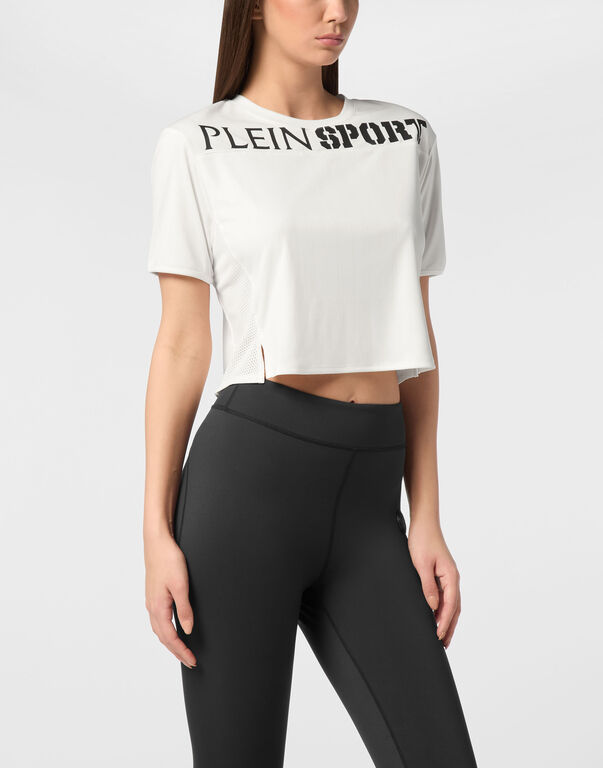 Plein Sport Cropped T-shirt Round Neck SS White