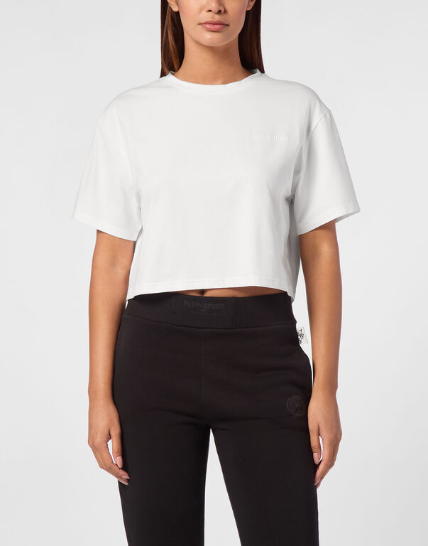 Plein Sport Cropped T-shirt Round Neck SS White