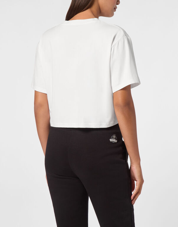Plein Sport Cropped T-shirt Round Neck SS White