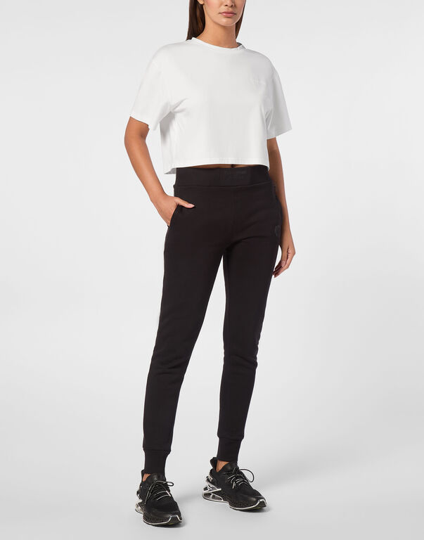 Plein Sport Cropped T-shirt Round Neck SS White