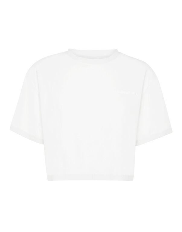 plein sport Cropped T-shirt Round Neck SS white
