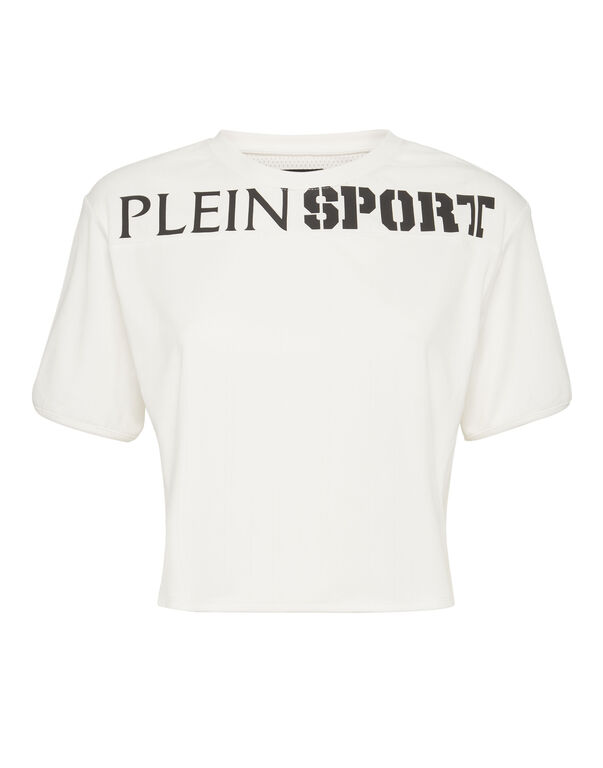 plein sport Cropped T-shirt Round Neck SS white