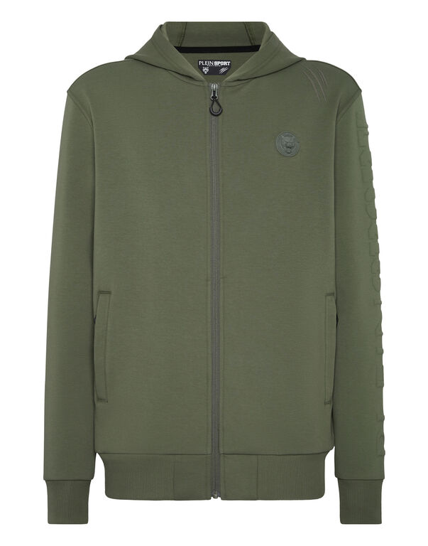 plein sport Embossed Hoodie Sweatjacket Military