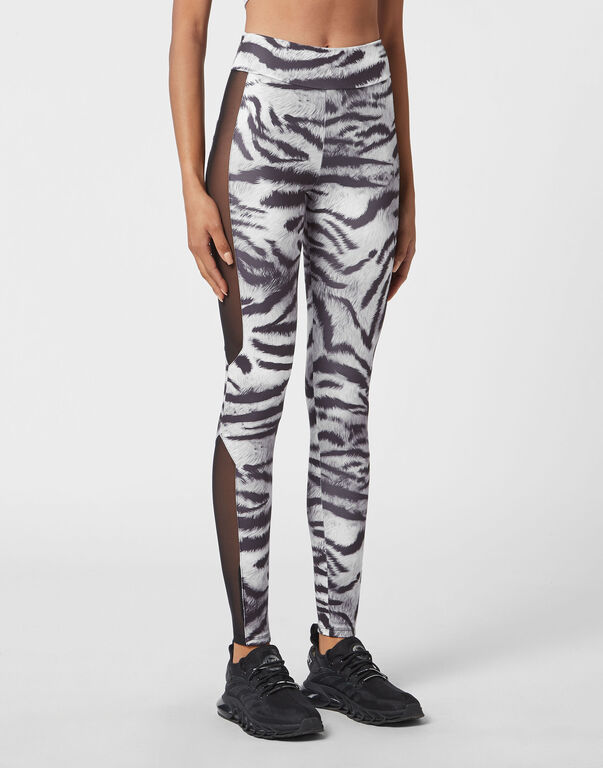Plein Sport High Waist Leggings Tiger Black / White