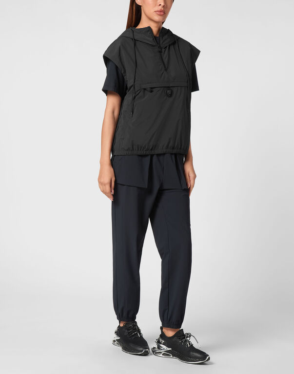 Plein Sport Hooded Zipped Vest With Pockets Black