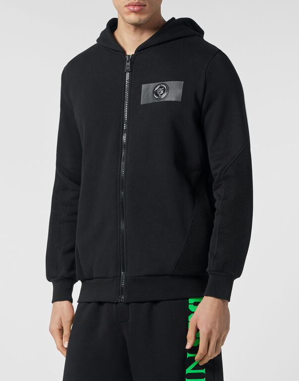 Plein Sport Hoodie Sweatjacket Black+green Fluo