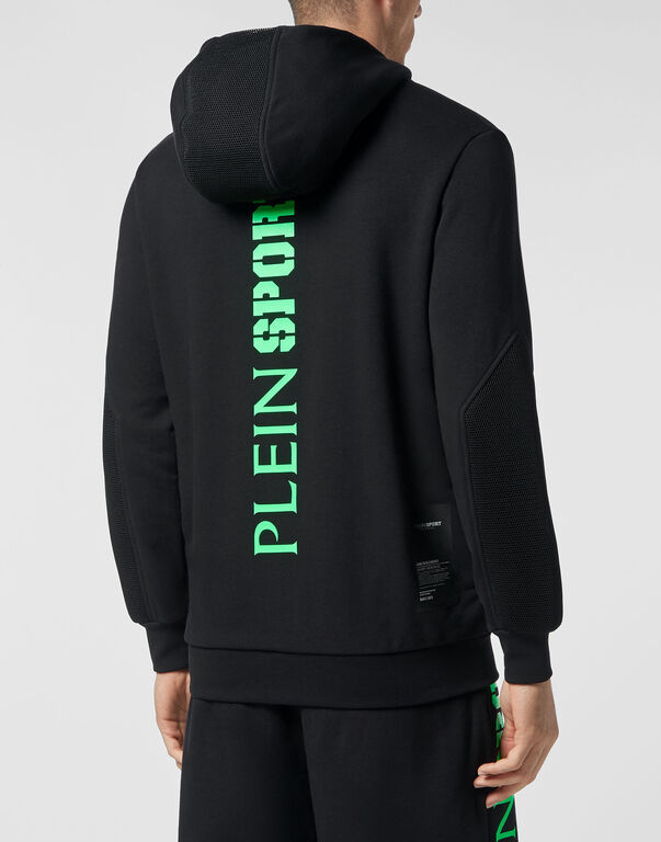 Plein Sport Hoodie Sweatjacket Black+green Fluo