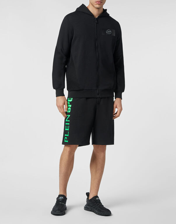 Plein Sport Hoodie Sweatjacket Black+green Fluo