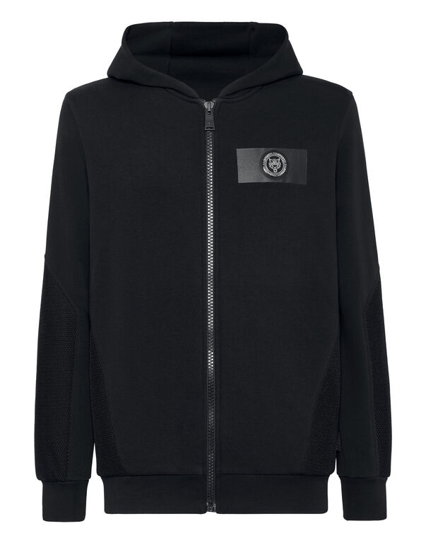 plein sport Hoodie Sweatjacket black / white