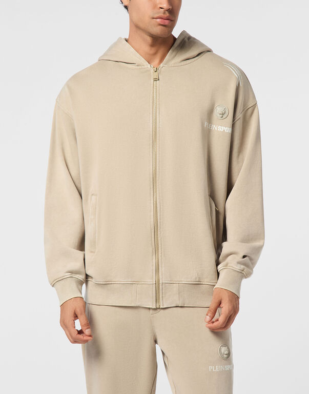 Plein Sport Hoodie Sweatjacket Cold Dye Beige