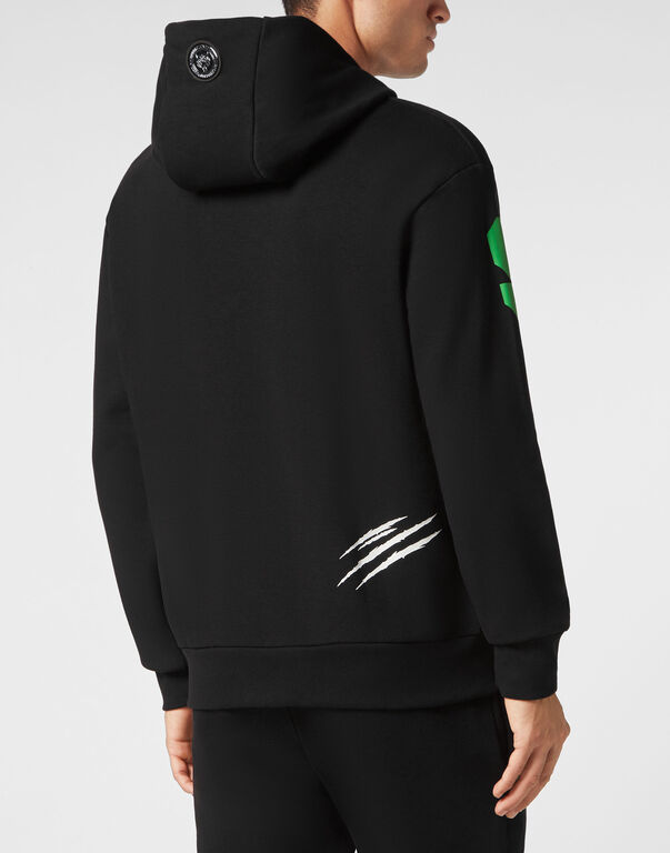 Plein Sport Hoodie Sweatshirt Black+green Fluo
