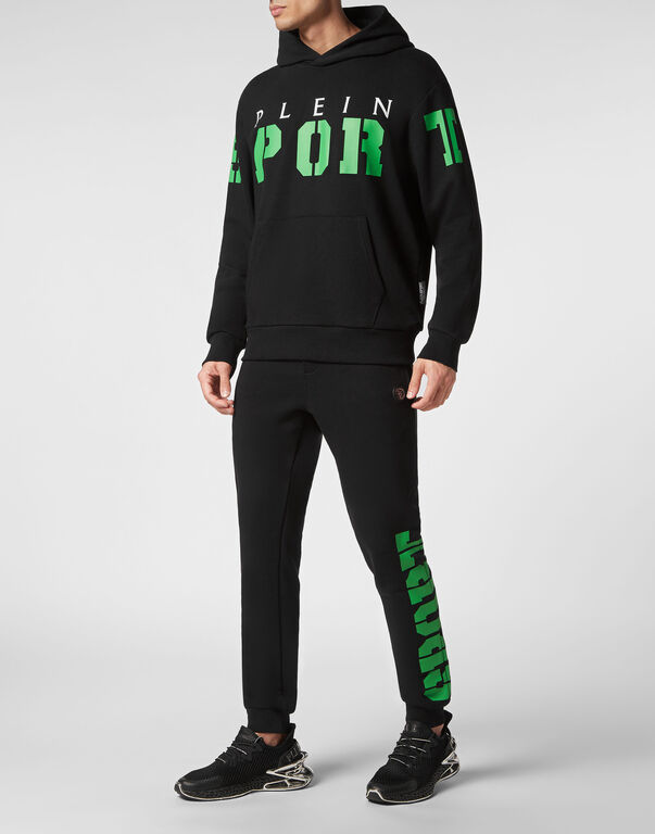 Plein Sport Hoodie Sweatshirt Black+green Fluo