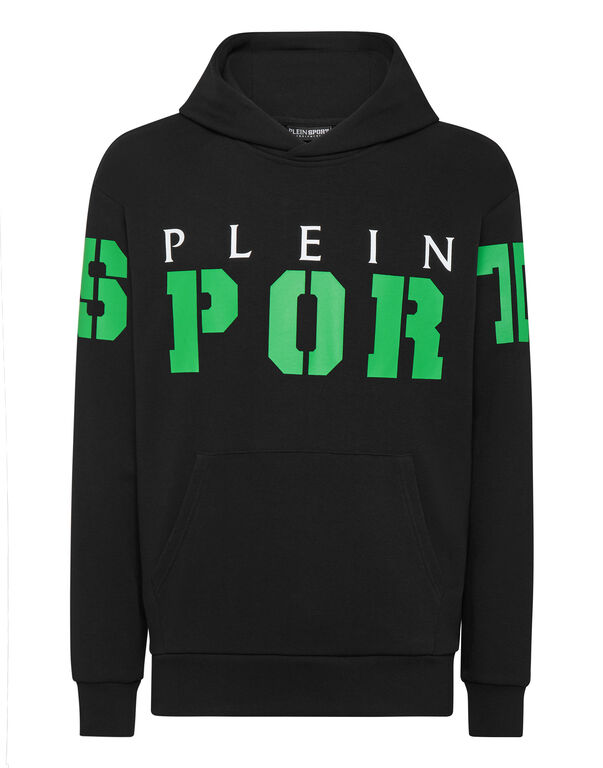 plein sport Hoodie Sweatshirt black+green fluo