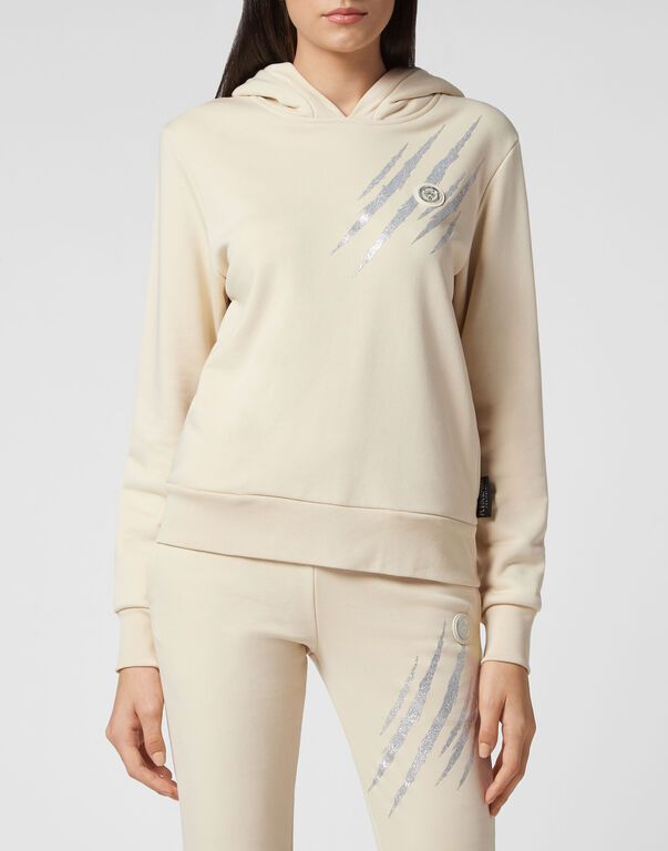 Plein Sport Hoodie Sweatshirt Scratch Beige