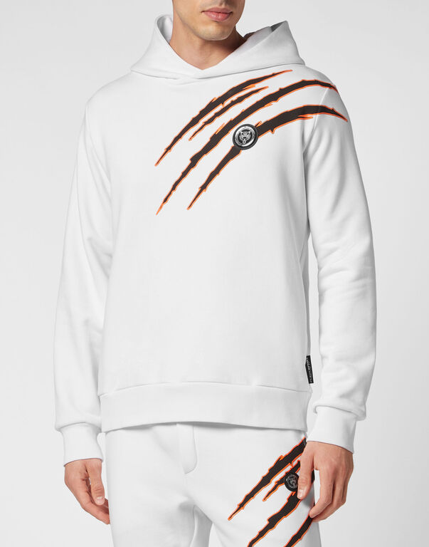 Plein Sport Hoodie Sweatshirt Scratch White