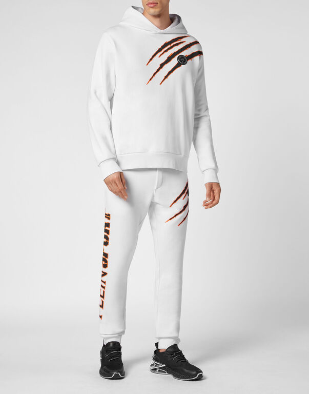 Plein Sport Hoodie Sweatshirt Scratch White