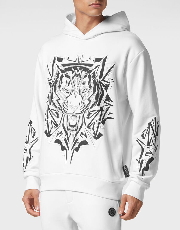 Plein Sport Hoodie Sweatshirt Thunder Tiger White
