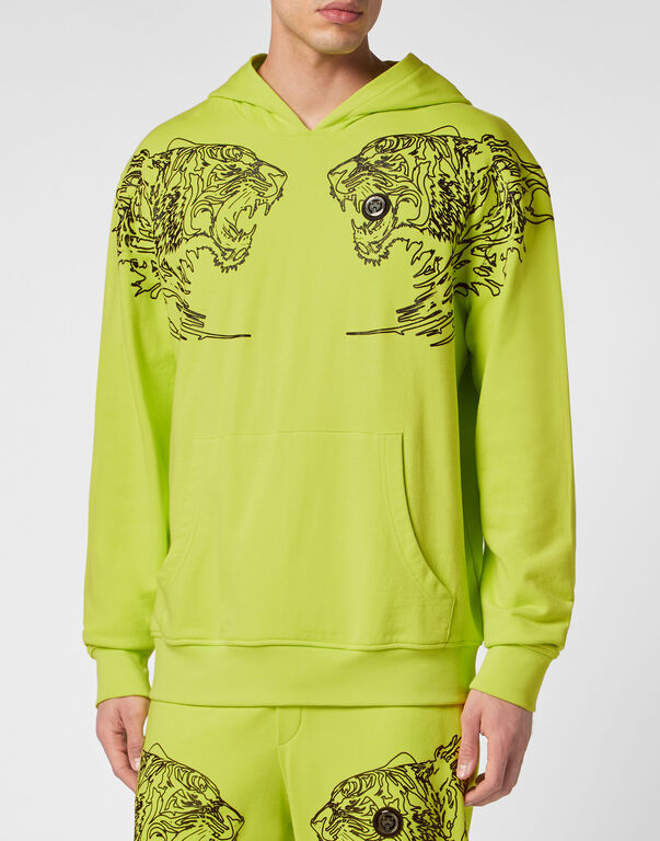 Plein Sport Hoodie Sweatshirt Tiger Yellow Fluo