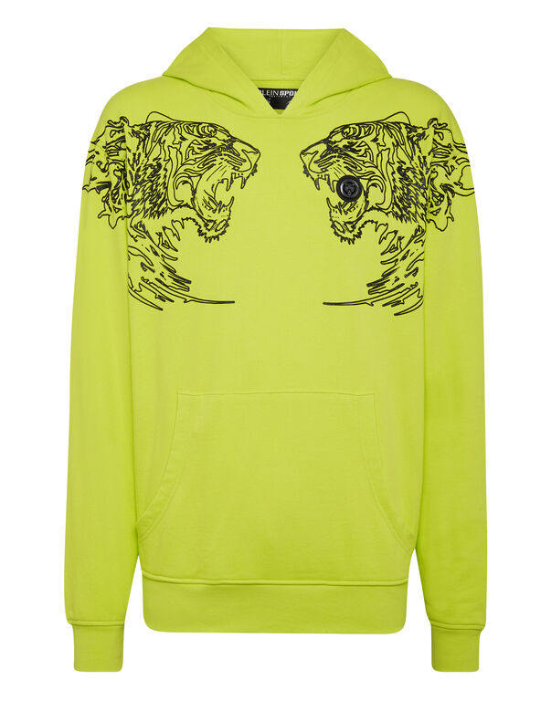 plein sport Hoodie Sweatshirt Tiger yellow fluo