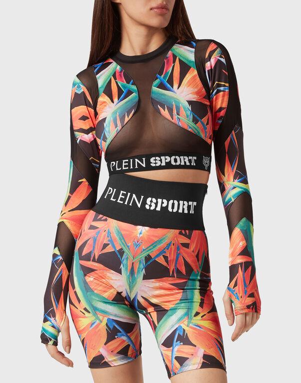 Plein Sport Jogging Crop Top LS Black / Multicolored