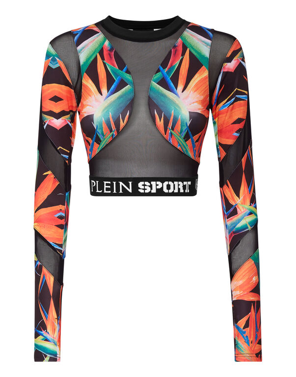 plein sport Jogging Crop Top LS black / multicolored