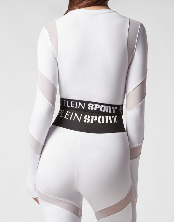 Plein Sport Jogging Cropped Top LS Multicut White
