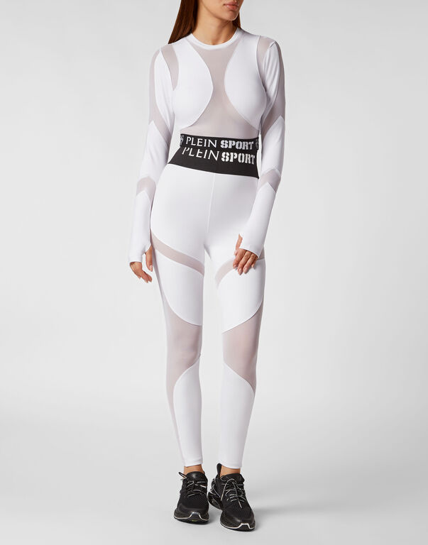 Plein Sport Jogging Cropped Top LS Multicut White