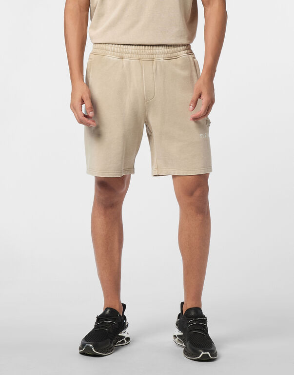 Plein Sport Jogging Shorts Cold Dye Beige