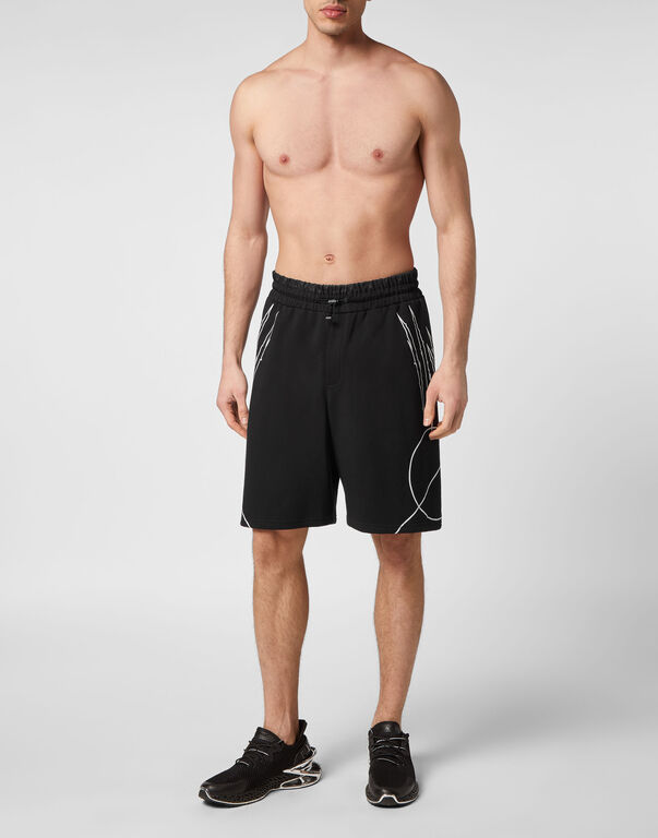 Plein Sport Jogging Shorts Scratch Black / White