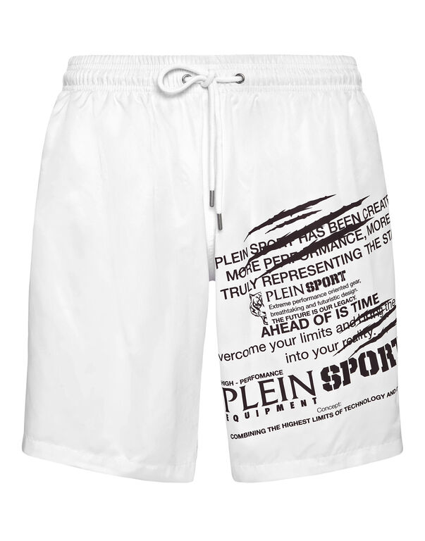 plein sport Long Swim-Trunks Lettering white