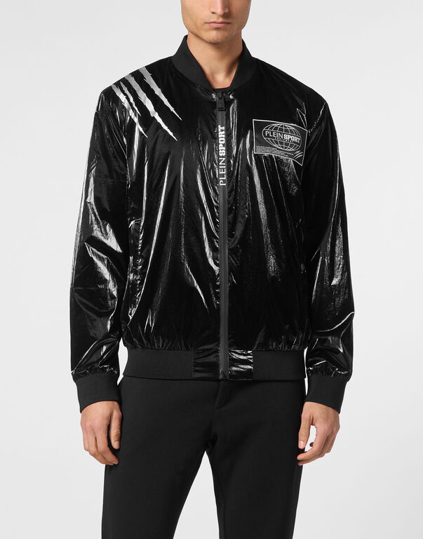 Plein Sport Nylon Crease Bomber Jacket Black