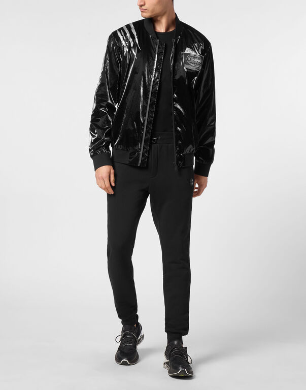Plein Sport Nylon Crease Bomber Jacket Black
