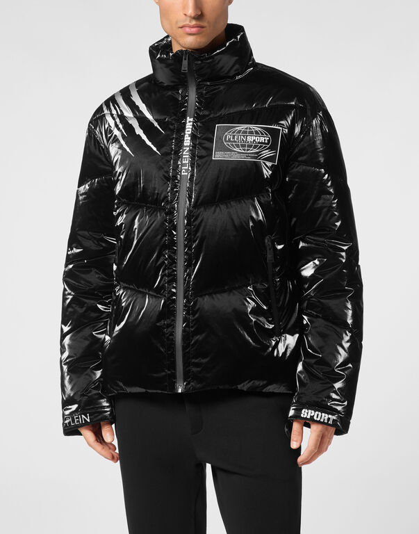 Plein Sport Nylon Crease Puffer Jacket Black