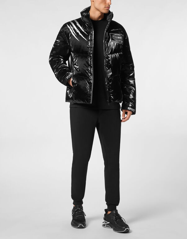 Plein Sport Nylon Crease Puffer Jacket Black