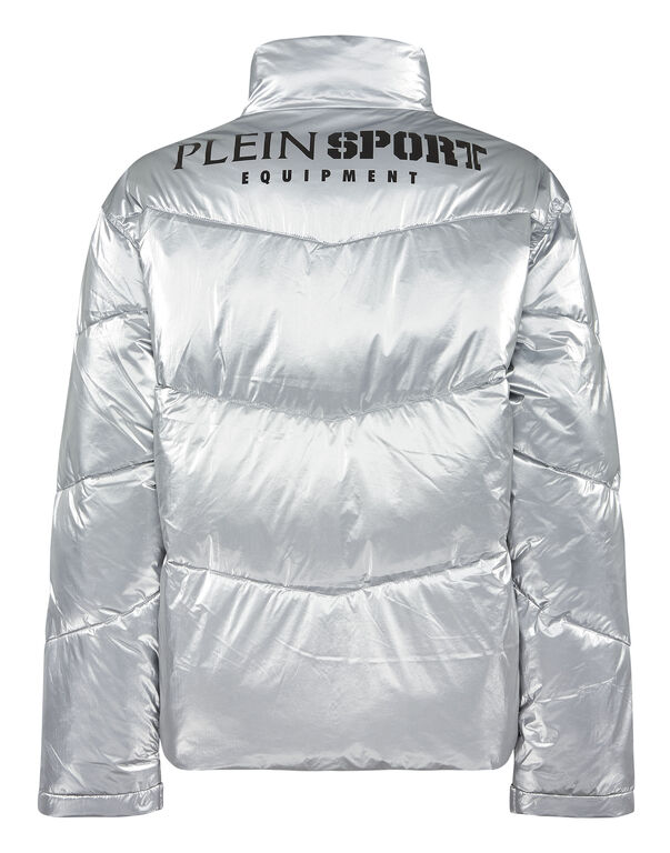 Plein Sport Nylon Crease Puffer Jacket Silver