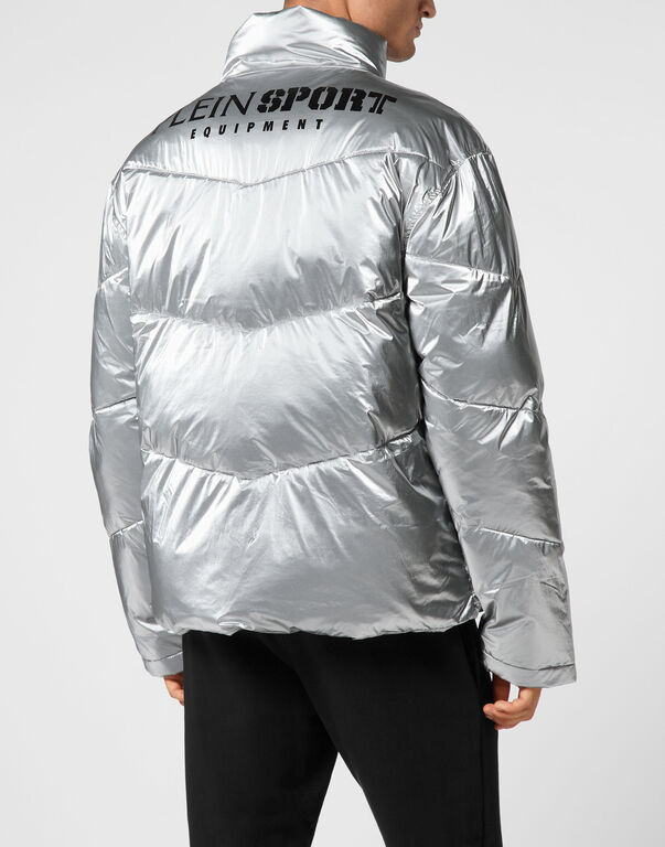 Plein Sport Nylon Crease Puffer Jacket Silver