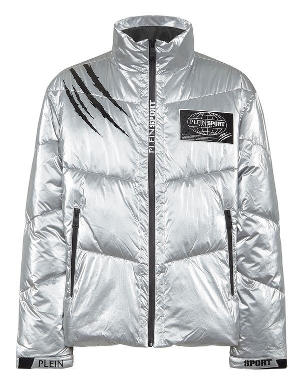 plein sport Nylon Crease Puffer Jacket Silver