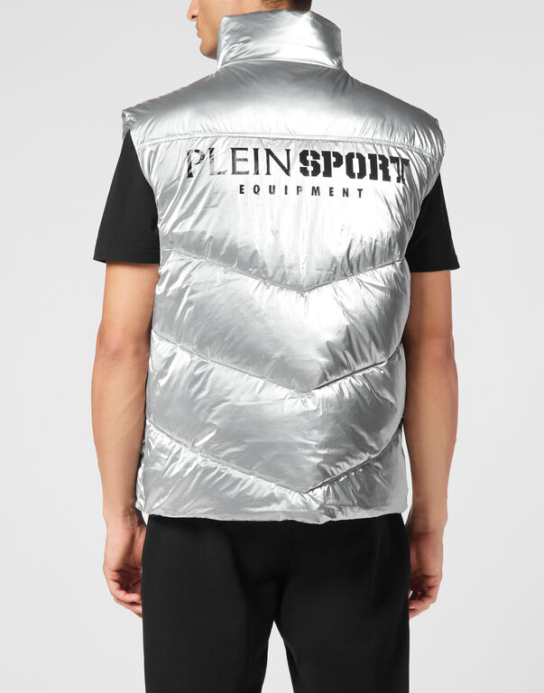 Plein Sport Nylon Crease Vest Silver