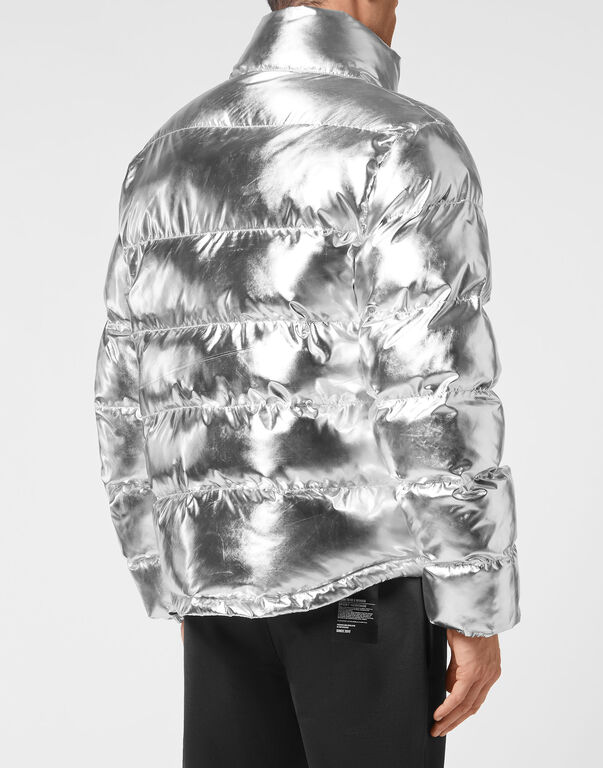 Plein Sport Nylon Jacket Statement Silver
